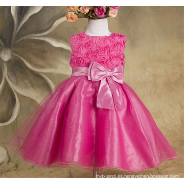 Vestido largo hasta la rodilla de encaje rosa 2015 Nuevo traje llegada para niños Vestido de fiesta de la princesa